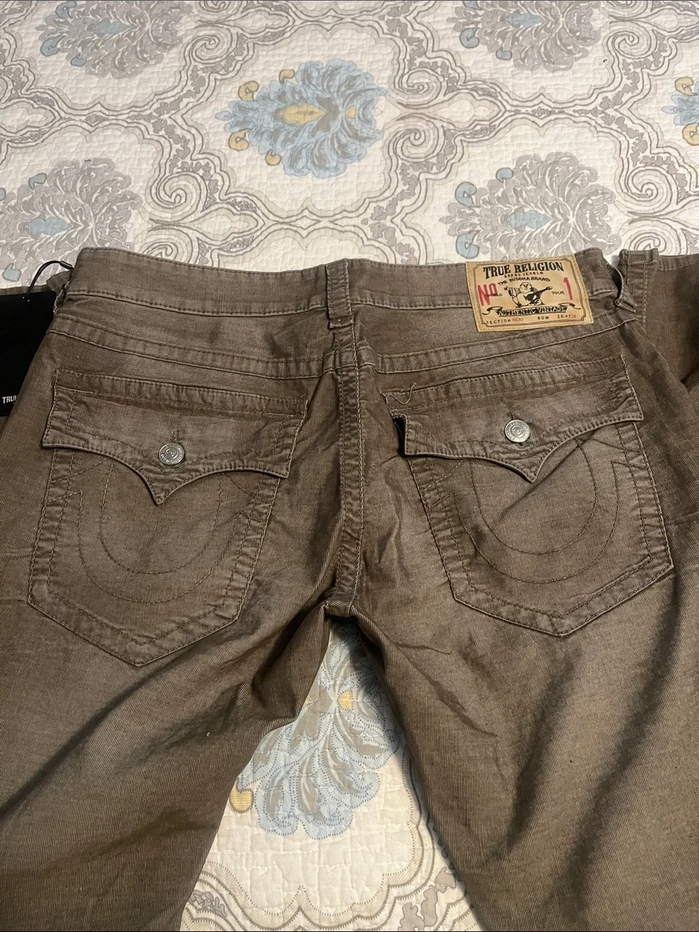 True Religion Men’s Olive Brown Slim Straight Jeans